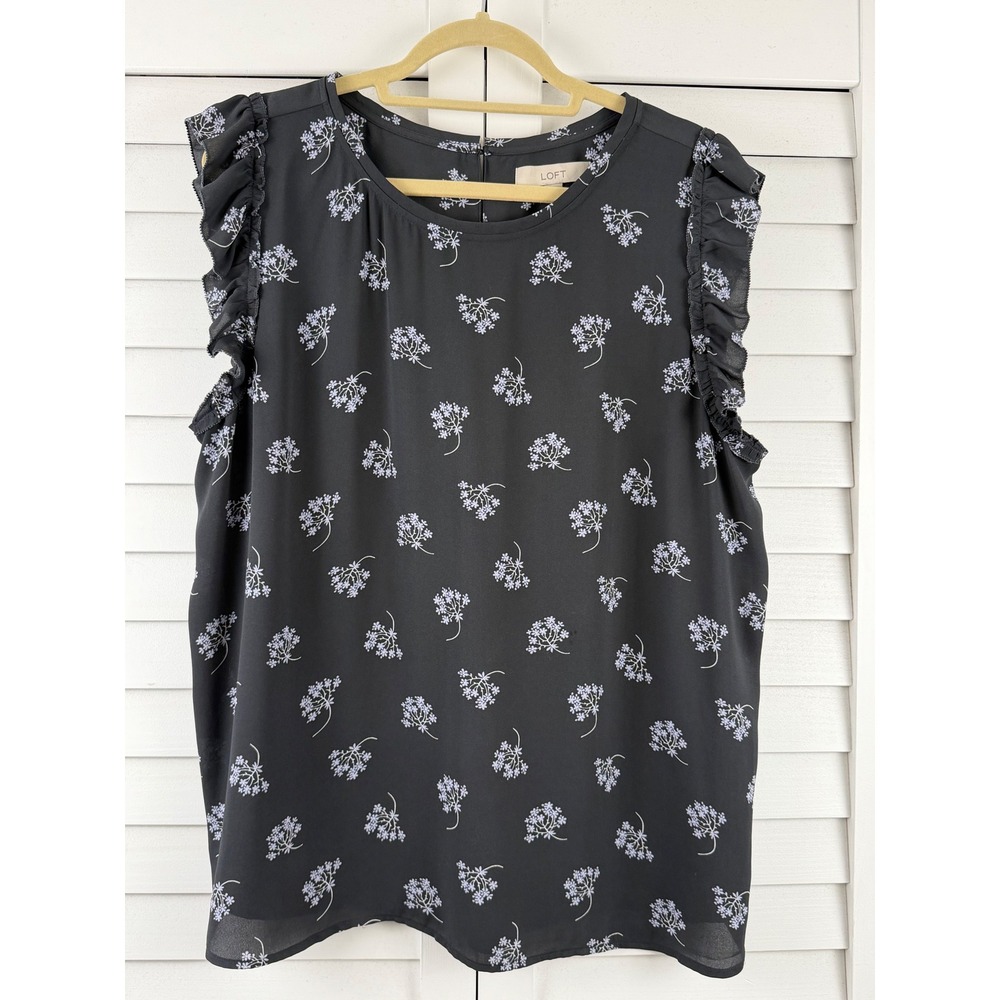 LOFT Floral Ruffle Sleeve‎ Blouse Women XXL Shellgra